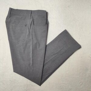 TravisMathew Pants Mens 32x30 Gray Stripe Stretch Knit Chino Casual Golf Tech